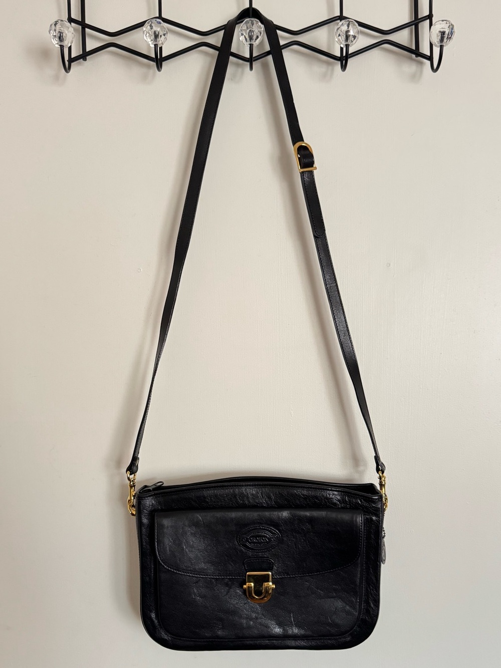 Vintage Oroton Structured Black Genuine Leather Crossbody